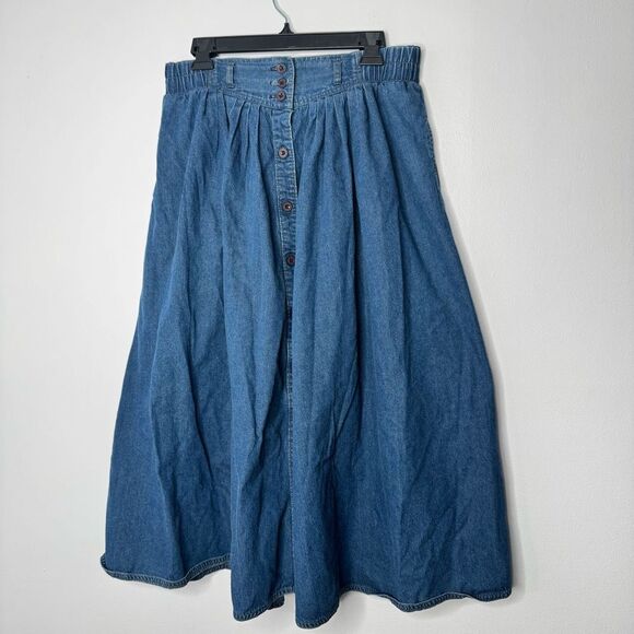 Vintage koret Denim Button-Front Skirt - Picture 1 of 6